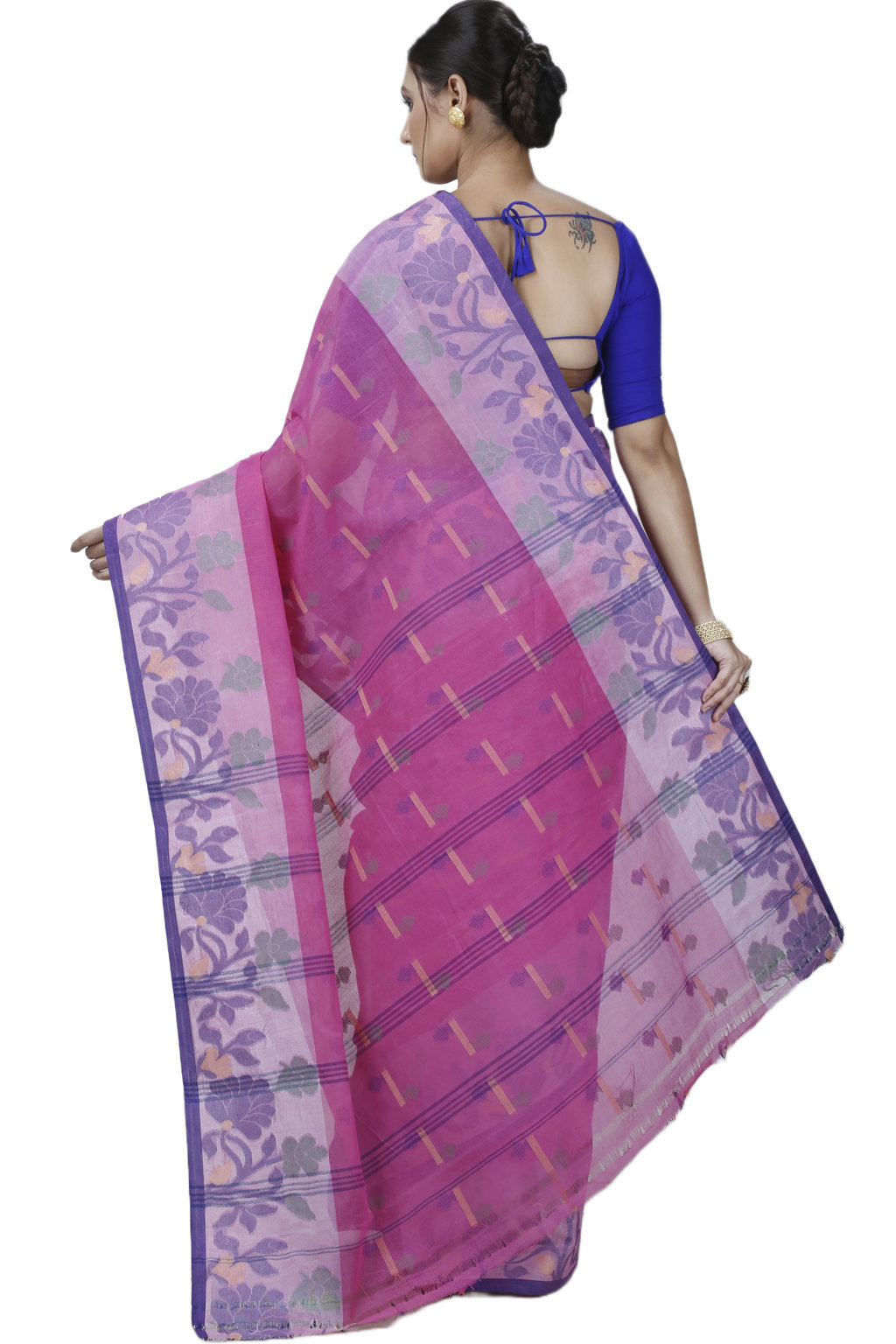 Pink Pure Cotton Urva Tant Saree (1232)